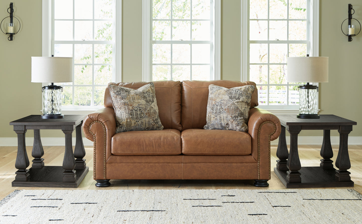 Haines Furniture Outlet - Ashley Furniture - Carianna Living Room - Loveseat / Caramel - 5760435