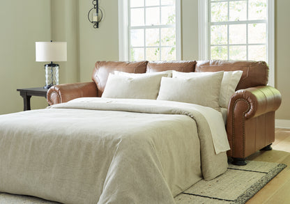 Haines Furniture Outlet - Ashley Furniture - Carianna Living Room - Queen Sofa Sleeper / Caramel - 5760439