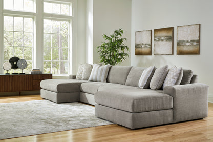 Haines Furniture Outlet - Ashley Furniture - Avaliyah Sectional - RAF 4-Piece Double Chaise Sectional / Ash - 58103S11