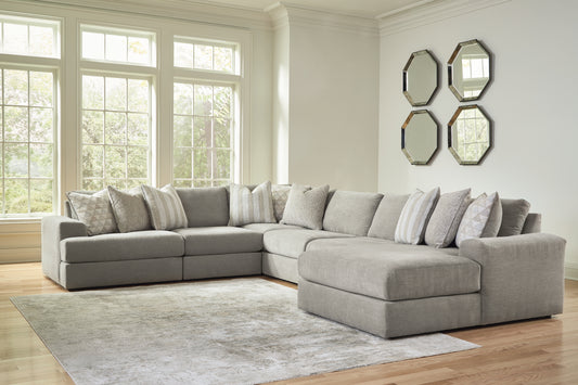 Haines Furniture Outlet - Ashley Furniture - Avaliyah Sectional - RAF 4-Piece Double Chaise Sectional / Ash - 58103S11