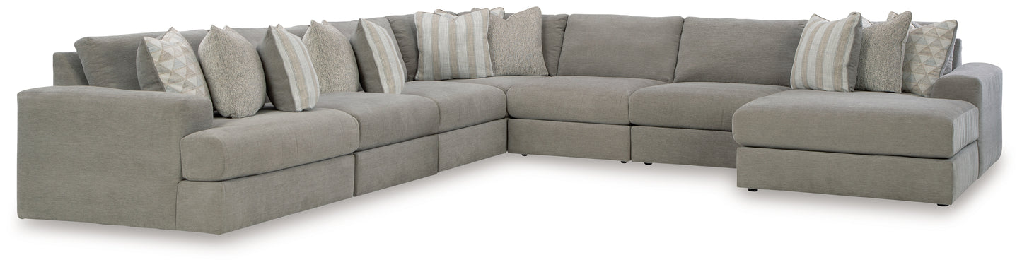 Haines Furniture Outlet - Ashley Furniture - Avaliyah Sectional - RAF 7-Piece Sectional with Chaise / Ash - 58103S10
