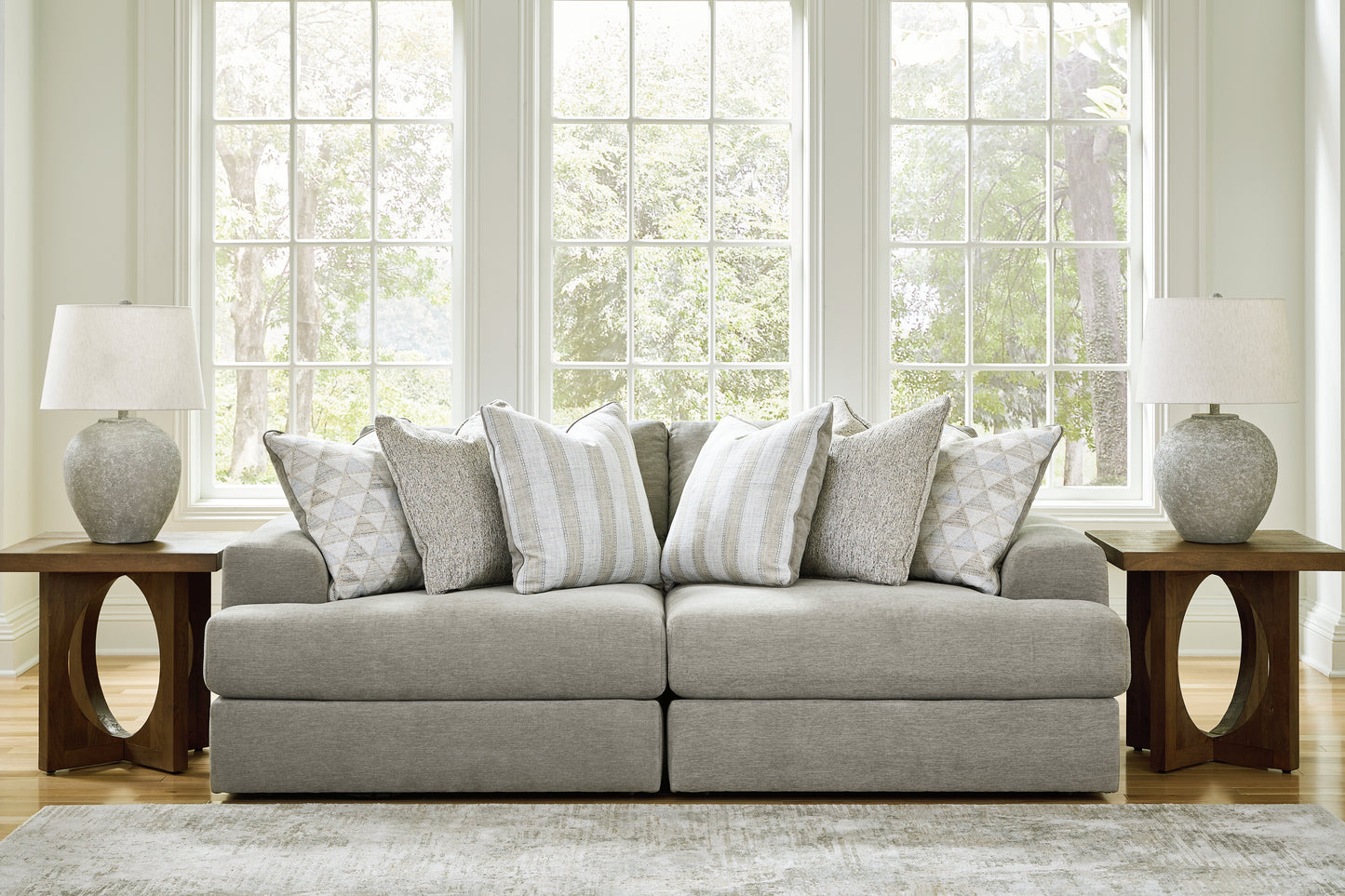 Haines Furniture Outlet - Ashley Furniture - Avaliyah Sectional - RAF 2-Piece Sectional Loveseat / Ash - 58103S1