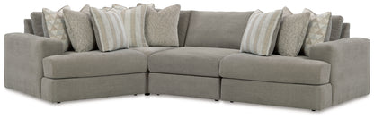 Haines Furniture Outlet - Ashley Furniture - Avaliyah Sectional - RAF 4-Piece Sectional / Ash - 58103S5