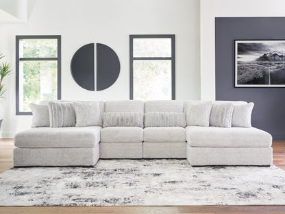 Haines Furniture Outlet - Ashley Furniture - Cuddle Plush Sectional - 4-Piece Sectional with Chaise / Arctic - PC59106S4