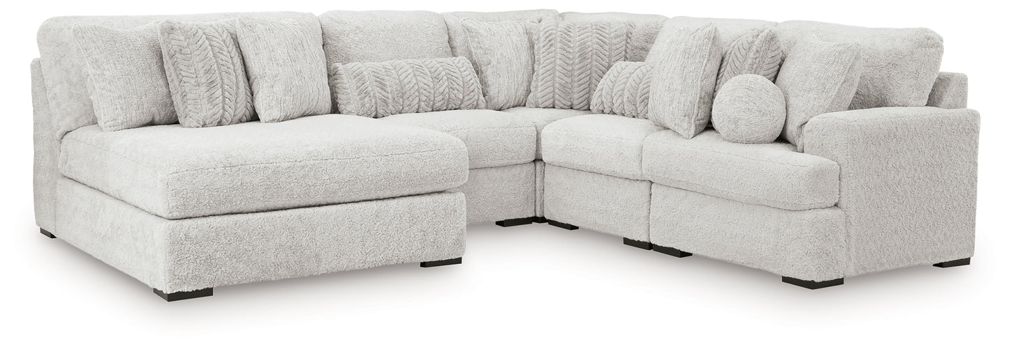 Haines Furniture Outlet - Ashley Furniture - Cuddle Plush Sectional - 5-Piece Sectional with Chaise / Arctic - PC59106S11