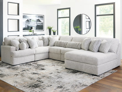 Haines Furniture Outlet - Ashley Furniture - Cuddle Plush Sectional - RAF 6-Piece Sectional with Chaise / Arctic - PC59106S3
