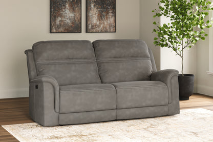 Haines Furniture Outlet - Ashley Furniture - Next-Gen DuraPella Living Room - 2 Seat PWR REC Sofa ADJ HDREST / Slate - 5930147