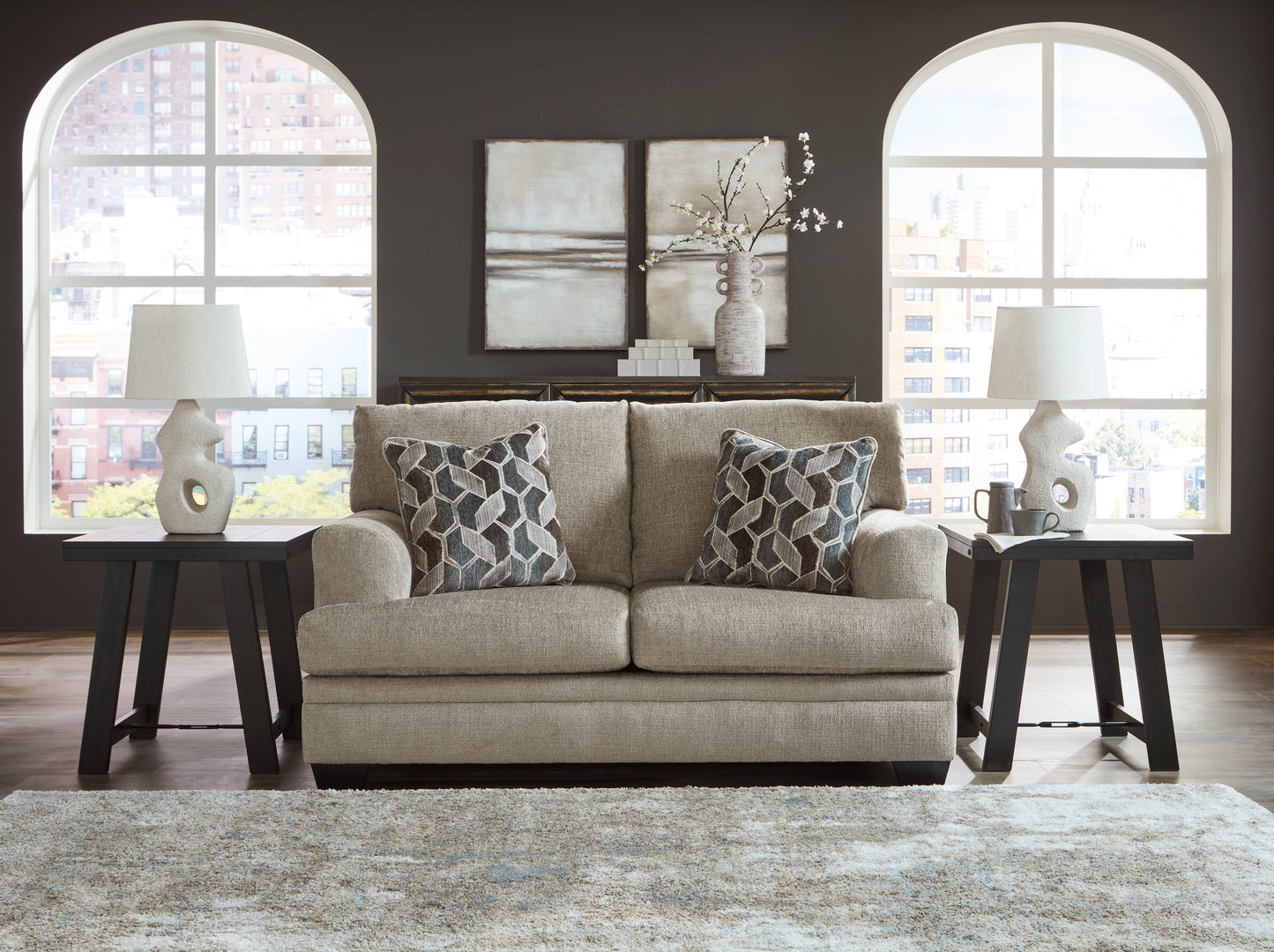 Haines Furniture Outlet - Ashley Furniture - Stonemeade Living Room - Loveseat / Taupe - 5950435
