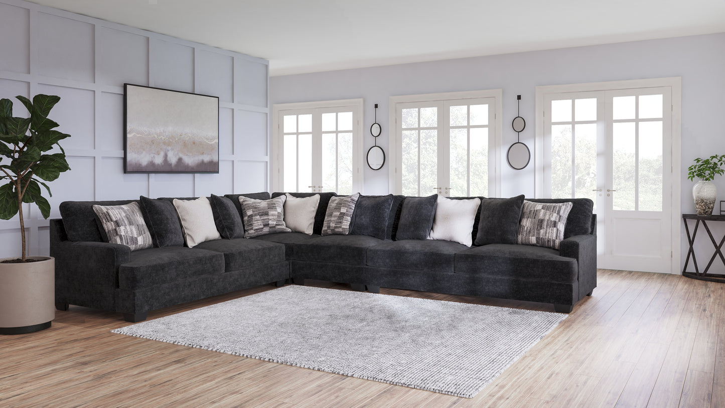 Haines Furniture Outlet - Ashley Furniture - Lavernett Sectional - LAF 4-Piece Sectional / Charcoal - 59603S2