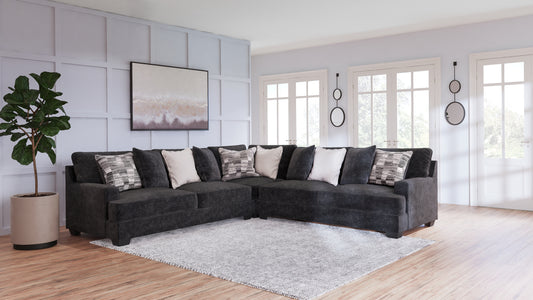 Haines Furniture Outlet - Ashley Furniture - Lavernett Sectional - LAF 4-Piece Sectional / Charcoal - 59603S2