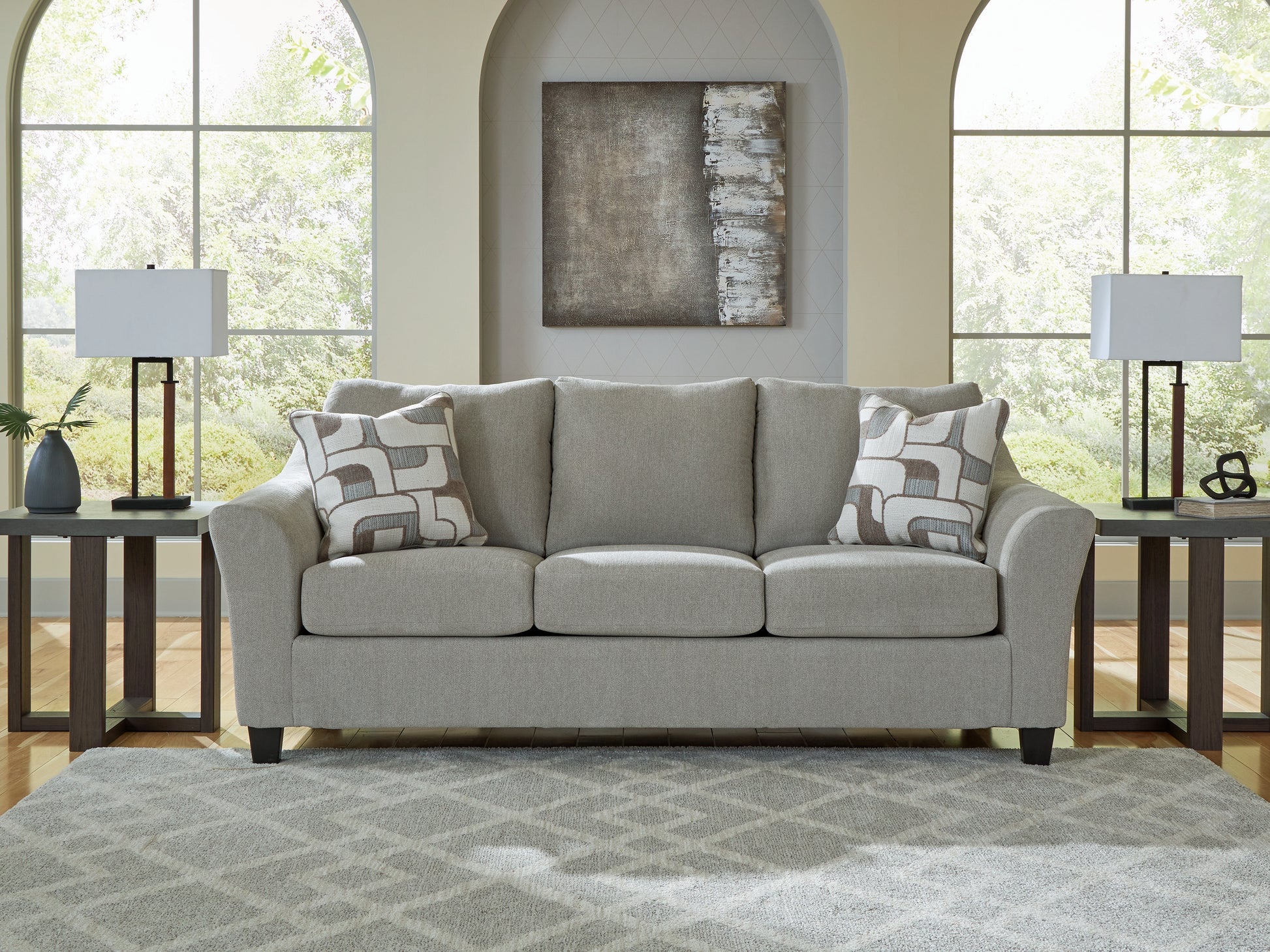 Haines Furniture Outlet - Ashley Furniture - Willarae Living Room - Queen Sofa Sleeper / Taupe - 5980339