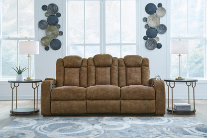 Haines Furniture Outlet - Ashley Furniture - Wolfridge Living Room - PWR REC Sofa with ADJ Headrest / Brindle - 6070315