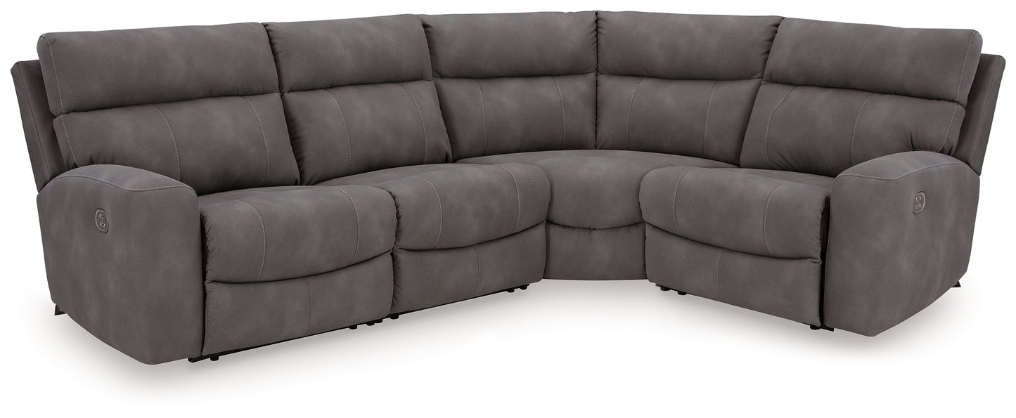 Haines Furniture Outlet - Ashley Furniture - Next-Gen DuraPella Sectional - 4-Piece Power Reclining Sectional / Slate - 61003S4