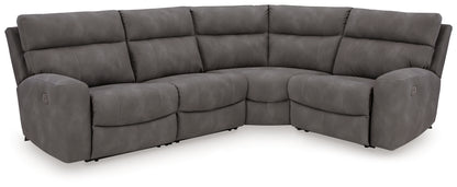 Haines Furniture Outlet - Ashley Furniture - Next-Gen DuraPella Sectional - 4-Piece Power Reclining Sectional / Slate - 61003S4