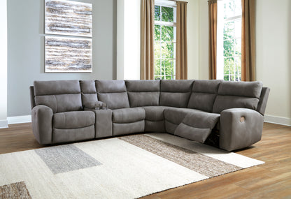 Haines Furniture Outlet - Ashley Furniture - Next-Gen DuraPella Sectional - 6-Piece Power Reclining Sectional / Slate - 61003S7