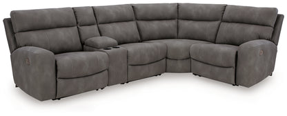 Haines Furniture Outlet - Ashley Furniture - Next-Gen DuraPella Sectional - 5-Piece Power Reclining Sectional / Slate - 61003S5