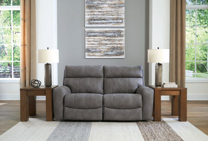 Haines Furniture Outlet - Ashley Furniture - Next-Gen DuraPella Sectional - 2-Piece Power Reclining Sectional Loveseat / Slate - 61003S1