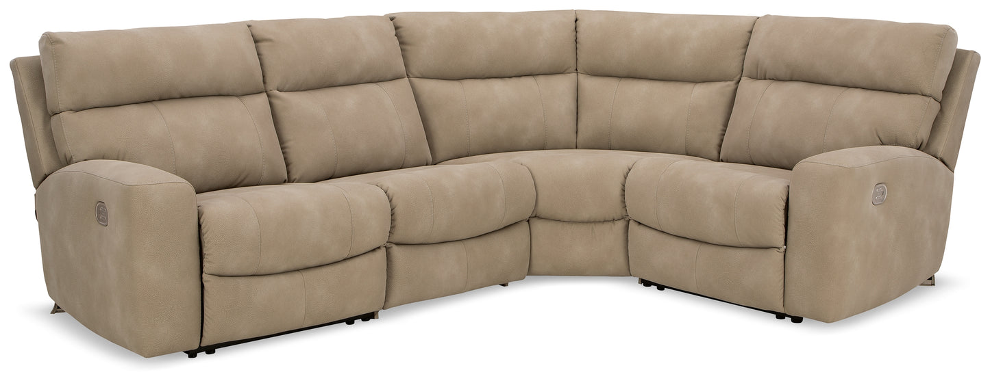 Haines Furniture Outlet - Ashley Furniture - Next-Gen DuraPella Sectional - 4-Piece Power Reclining Sectional / Sand - 61004S4