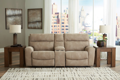 Haines Furniture Outlet - Ashley Furniture - Next-Gen DuraPella Sectional - 3-Piece Power Reclining Sectional Loveseat with Console / Sand - 61004S3