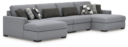 Haines Furniture Outlet - Ashley Furniture - Bealton Sectional - RAF 4-Piece Sectional with Double Chaise / Salt and Pepper - 61305S9