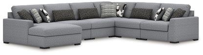 Haines Furniture Outlet - Ashley Furniture - Bealton Sectional - RAF 6-Piece Sectional with Chaise / Salt and Pepper - 61305S13