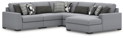 Haines Furniture Outlet - Ashley Furniture - Bealton Sectional - RAF 5-Piece Sectional with Chaise / Salt and Pepper - 61305S7