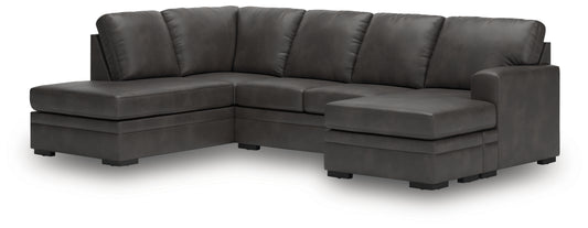 Haines Furniture Outlet - Ashley Furniture - Lofton-Pike Sectional - RAF 2-Piece Sectional with Chaise / Shadow - PC61610S2