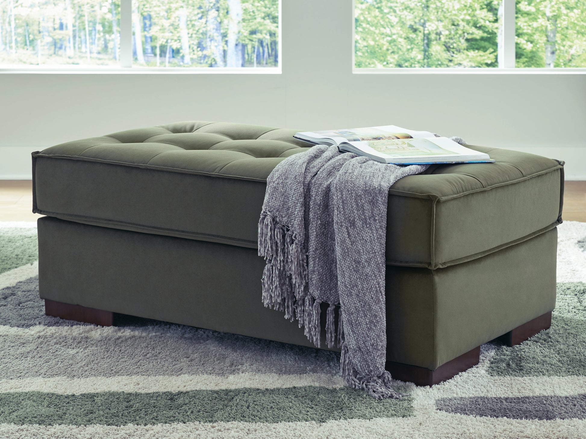 Haines Furniture Outlet - Ashley Furniture - Caspian-Town Living Room - Oversized Accent Ottoman / Olive - PC6170208