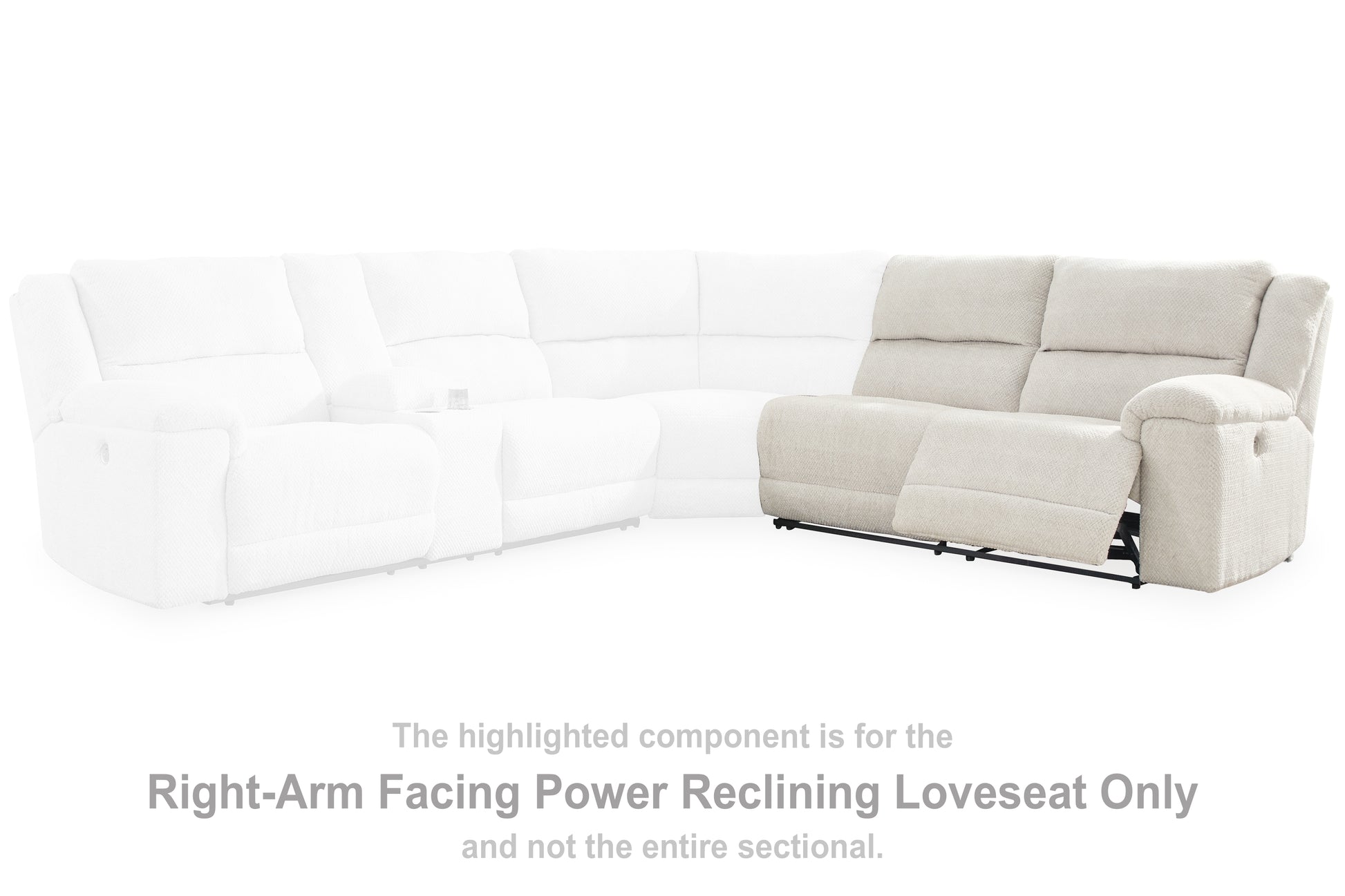 Haines Furniture Outlet - Ashley Furniture - Keensburg Sectional - RAF Reclining Power Loveseat / Linen - 6180775