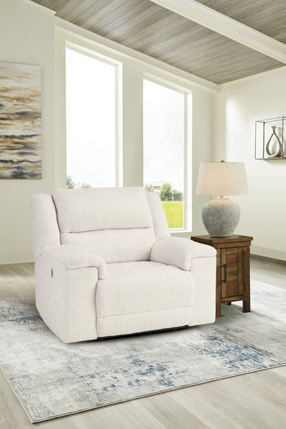 Haines Furniture Outlet - Ashley Furniture - Keensburg Living Room - Wide Seat Power Recliner / Linen - 6180782
