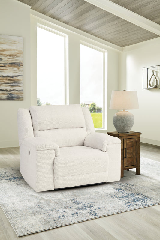Haines Furniture Outlet - Ashley Furniture - Keensburg Living Room - Wide Seat Power Recliner / Linen - 6180782