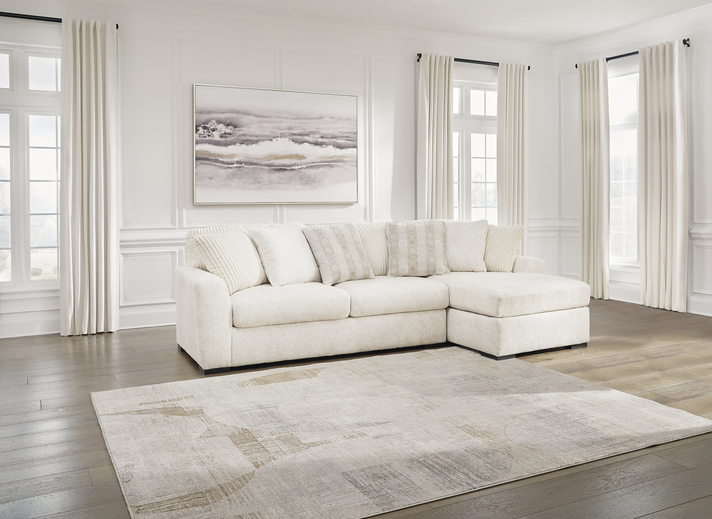 Haines Furniture Outlet - Ashley Furniture - Chessington Sectional - LAF 2-Piece Sectional with Chaise / Ivory - 61904S2