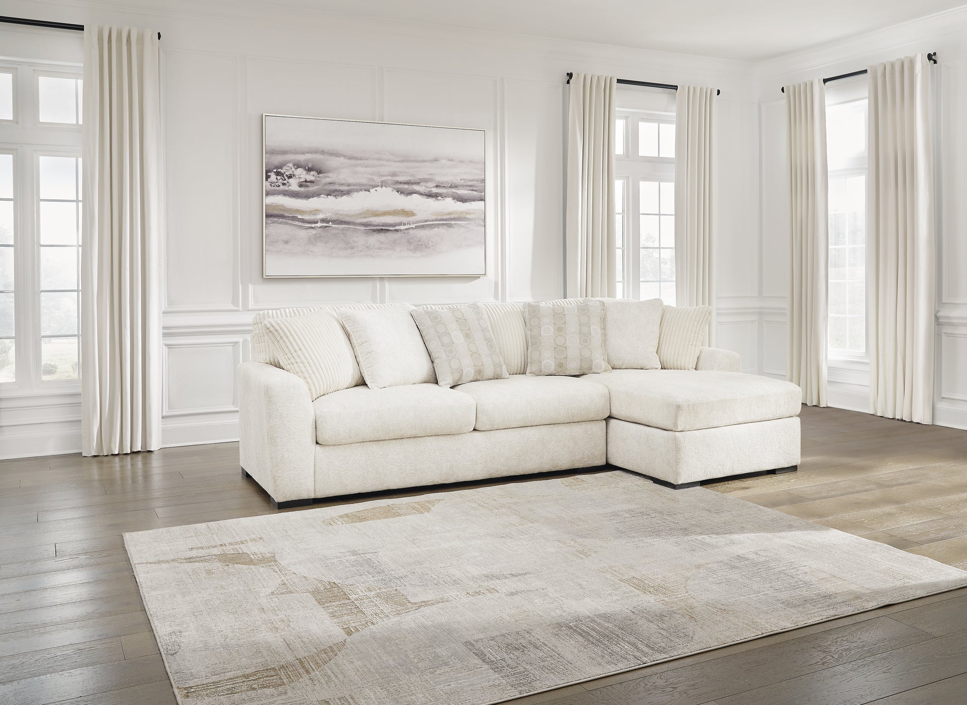 Haines Furniture Outlet - Ashley Furniture - Chessington Sectional - LAF 2-Piece Sectional with Chaise / Ivory - 61904S2