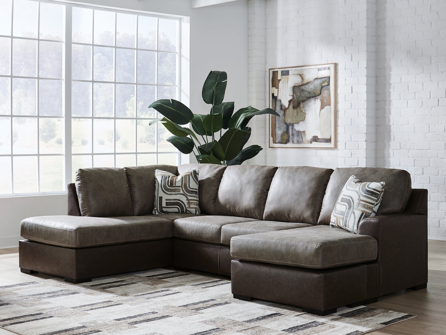 Haines Furniture Outlet - Ashley Furniture - Castille Way Sectional - RAF 2-Piece Sectional with Chaise / Fossil - PC62703S1