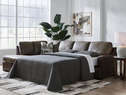 Haines Furniture Outlet - Ashley Furniture - Castille Way Sectional - RAF 2-Piece Sleeper Sectional with Chaise / Fossil - PC62703S4