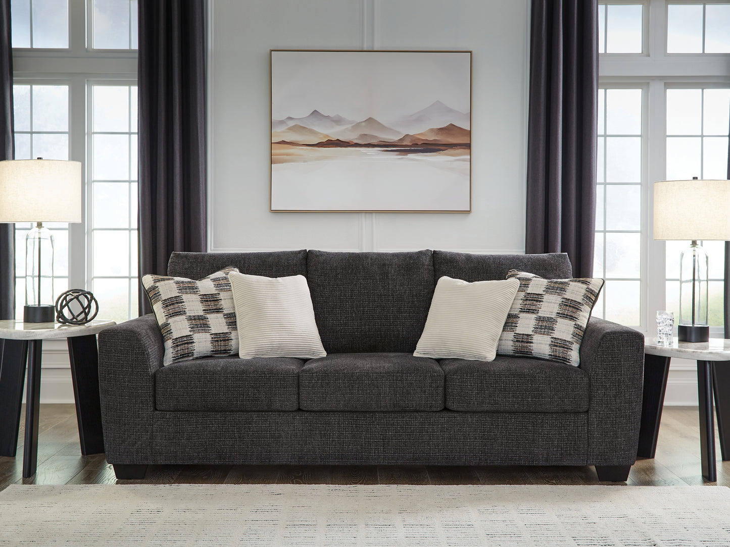 Haines Furniture Outlet - Ashley Furniture - Loreo Living Room - Sofa / Ebony - 6310138