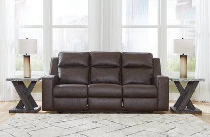 Haines Furniture Outlet - Ashley Furniture - Lavenhorne Living Room - REC Sofa w/Drop Down Table / Umber - 6330689