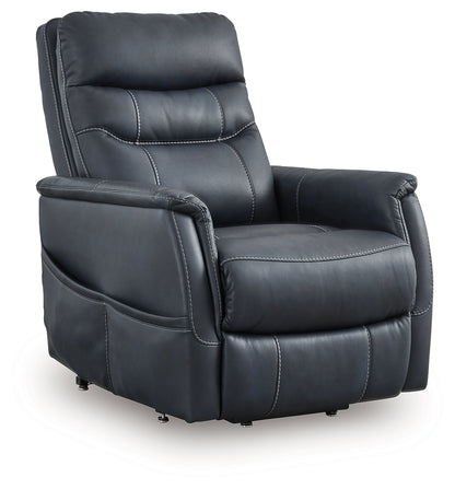 Haines Furniture Outlet - Ashley Furniture - Strawbill Living Room - Power Lift Recliner / Sapphire - 6391012