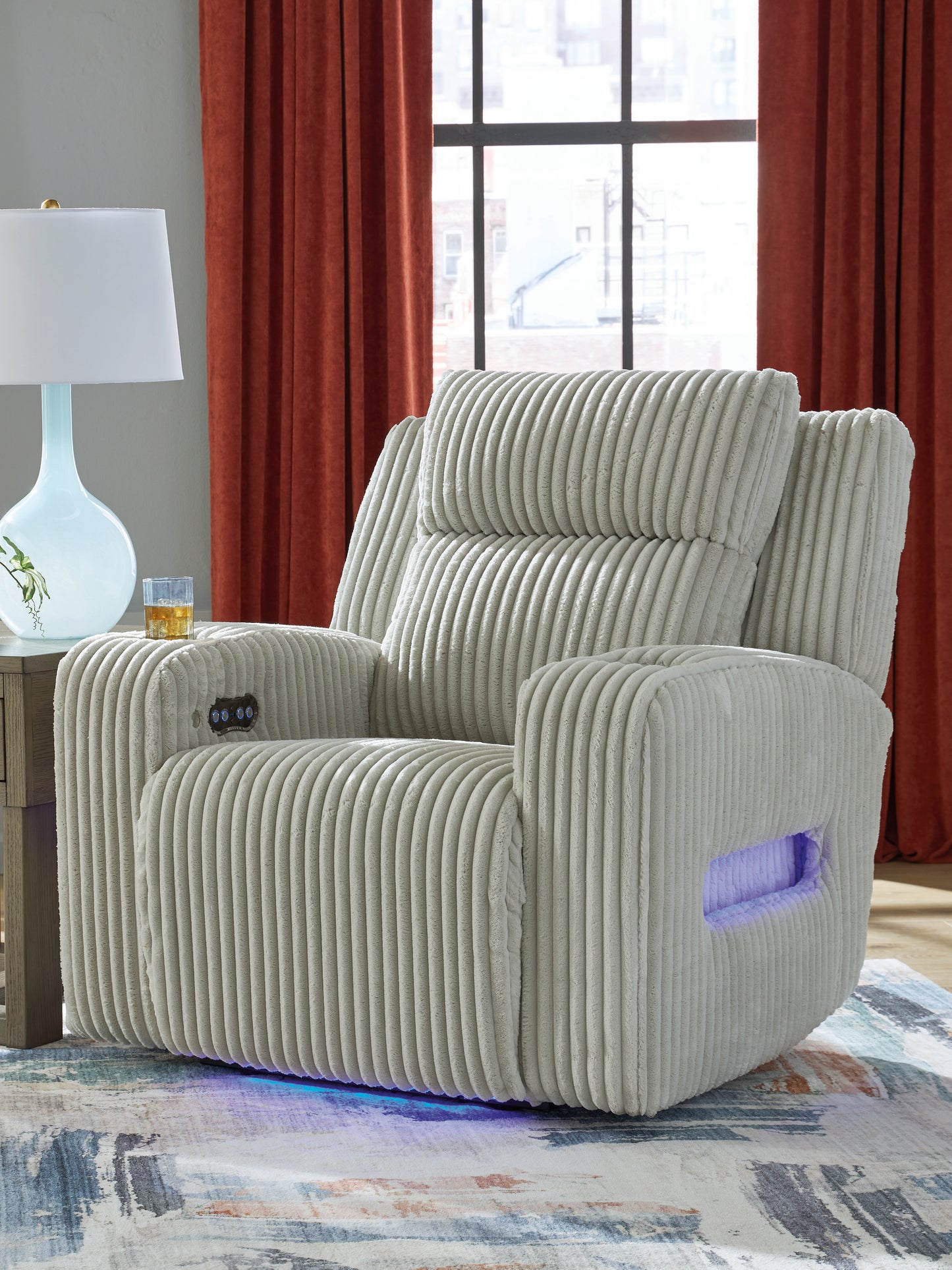Haines Furniture Outlet - Ashley Furniture - Forest Lake Living Room - PWR Recliner/ADJ Headrest / Alloy - PC6420313