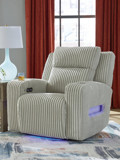 Haines Furniture Outlet - Ashley Furniture - Forest Lake Living Room - PWR Recliner/ADJ Headrest / Alloy - PC6420313
