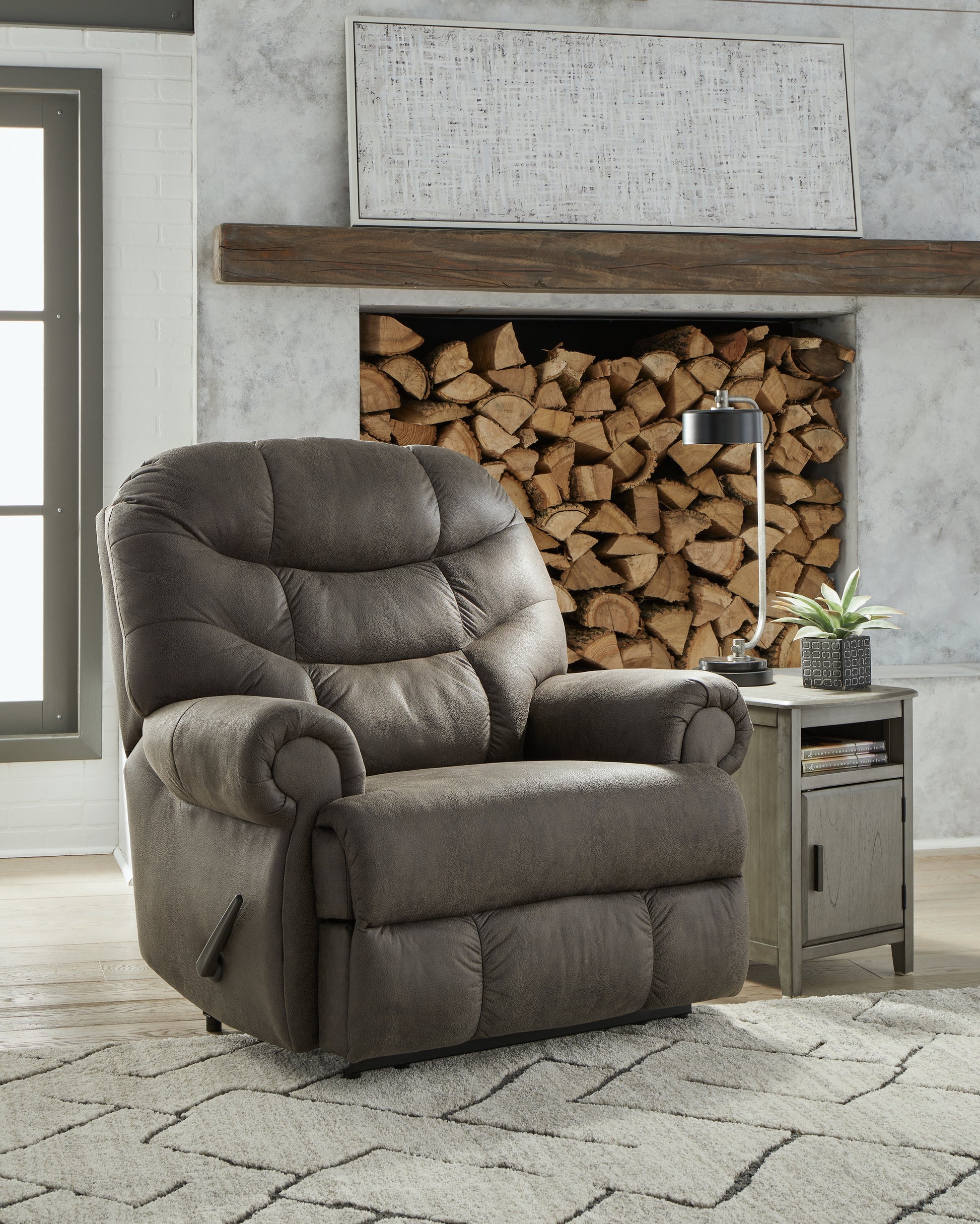 Haines Furniture Outlet - Ashley Furniture - Camera Time Living Room - Zero Wall Recliner / Gunmetal - 6570729