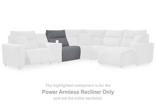 Haines Furniture Outlet - Ashley Furniture - ModMax II Sectional - 6-Piece Reclining Sectional with Console / Salt and Pepper - 65906S36