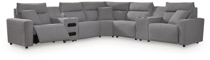 Haines Furniture Outlet - Ashley Furniture - Modmax II 7-Piece Power Reclining Sectional with Audio Consoles - 7-Piece Power Reclining Sectional with Audio Consoles - 65906S48