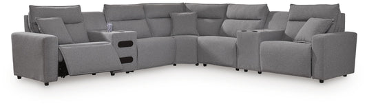 Haines Furniture Outlet - Ashley Furniture - Modmax II 7-Piece Power Reclining Sectional with Audio Consoles - 7-Piece Power Reclining Sectional with Audio Consoles - 65906S48