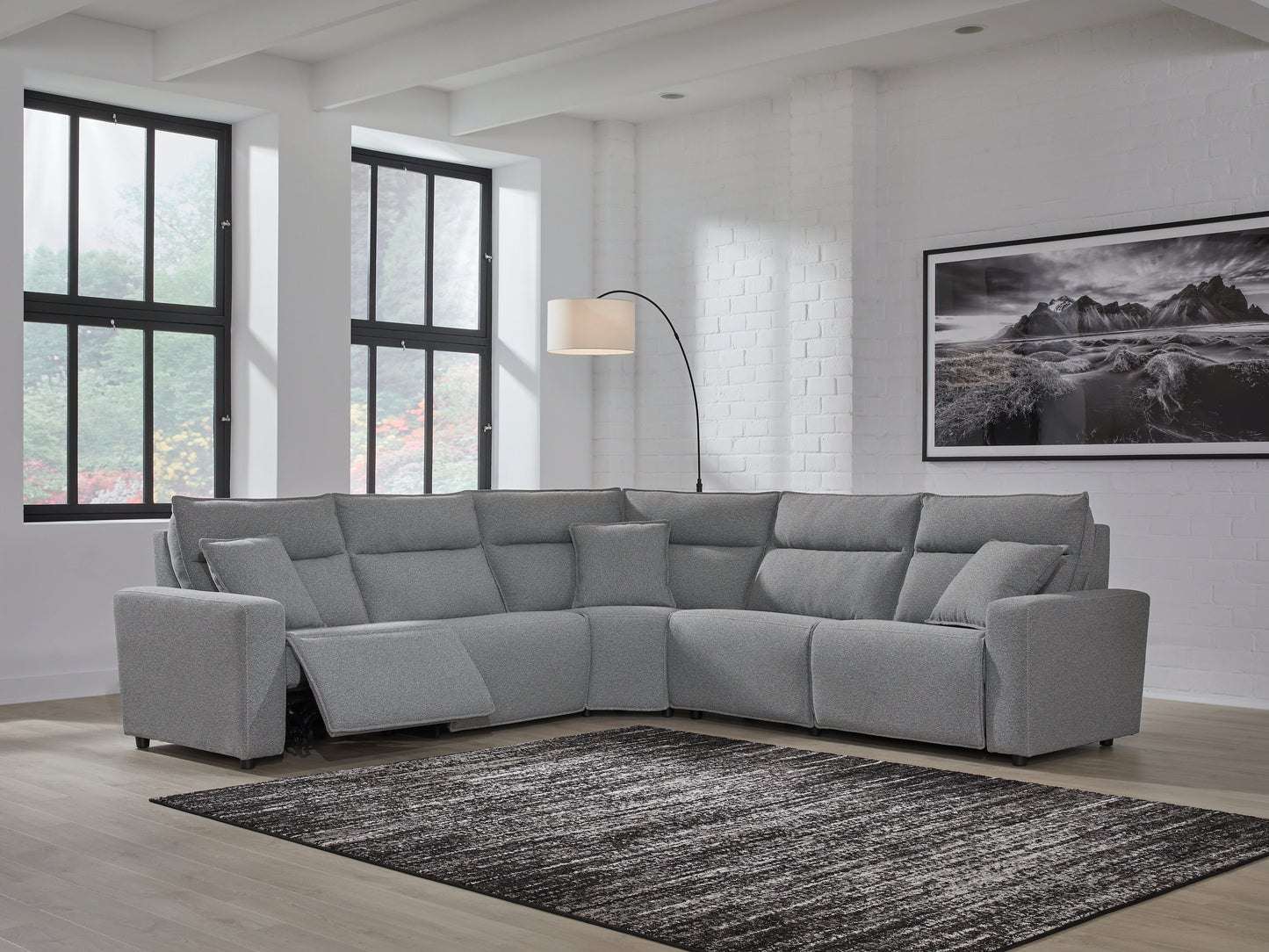 Haines Furniture Outlet - Ashley Furniture - ModMax II Sectional - 5-Piece Power Reclining Sectional / Salt and Pepper - 65906S8