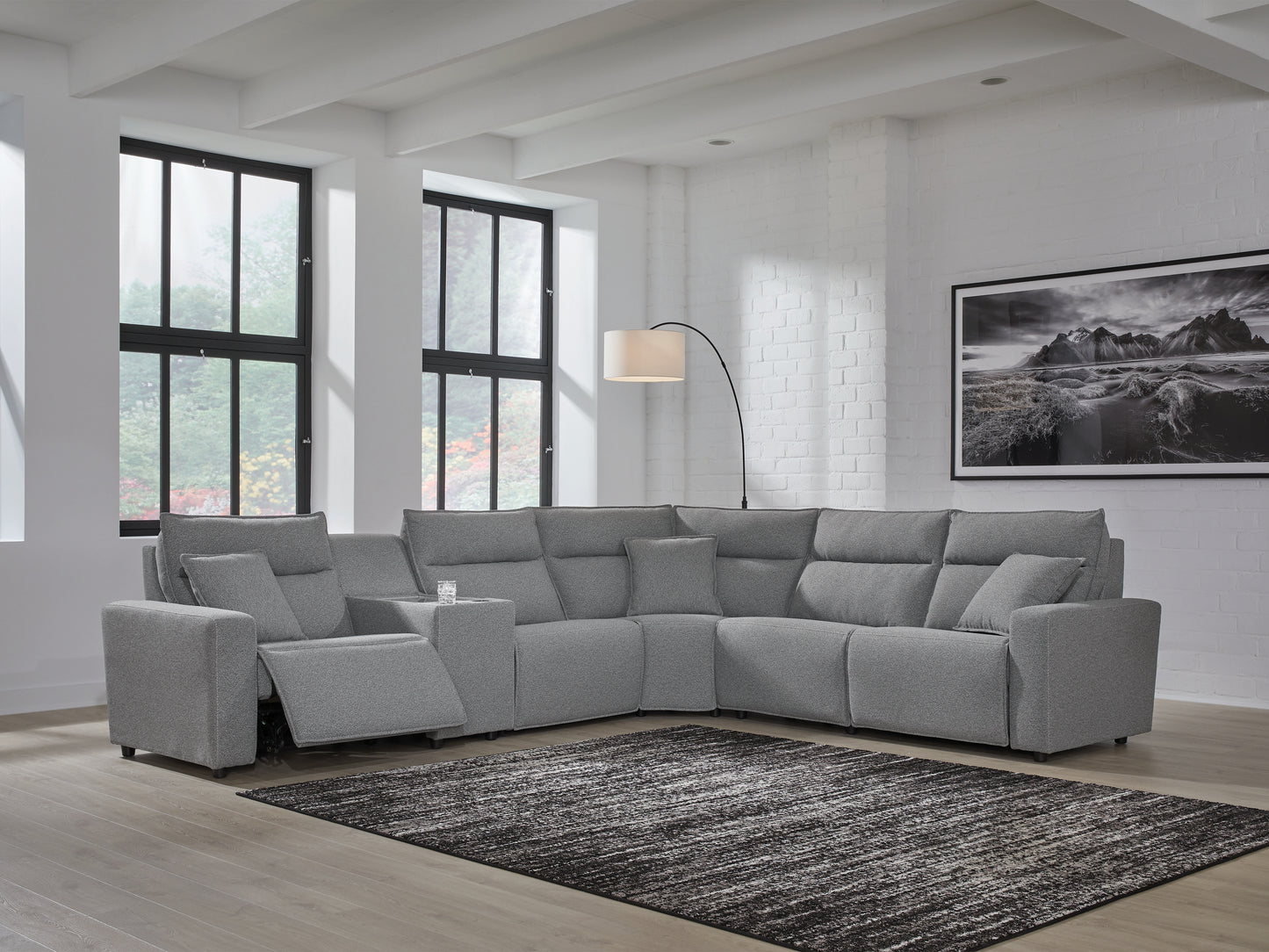 Haines Furniture Outlet - Ashley Furniture - ModMax II Sectional - 6-Piece Power Reclining Sectional / Salt and Pepper - 65906S10
