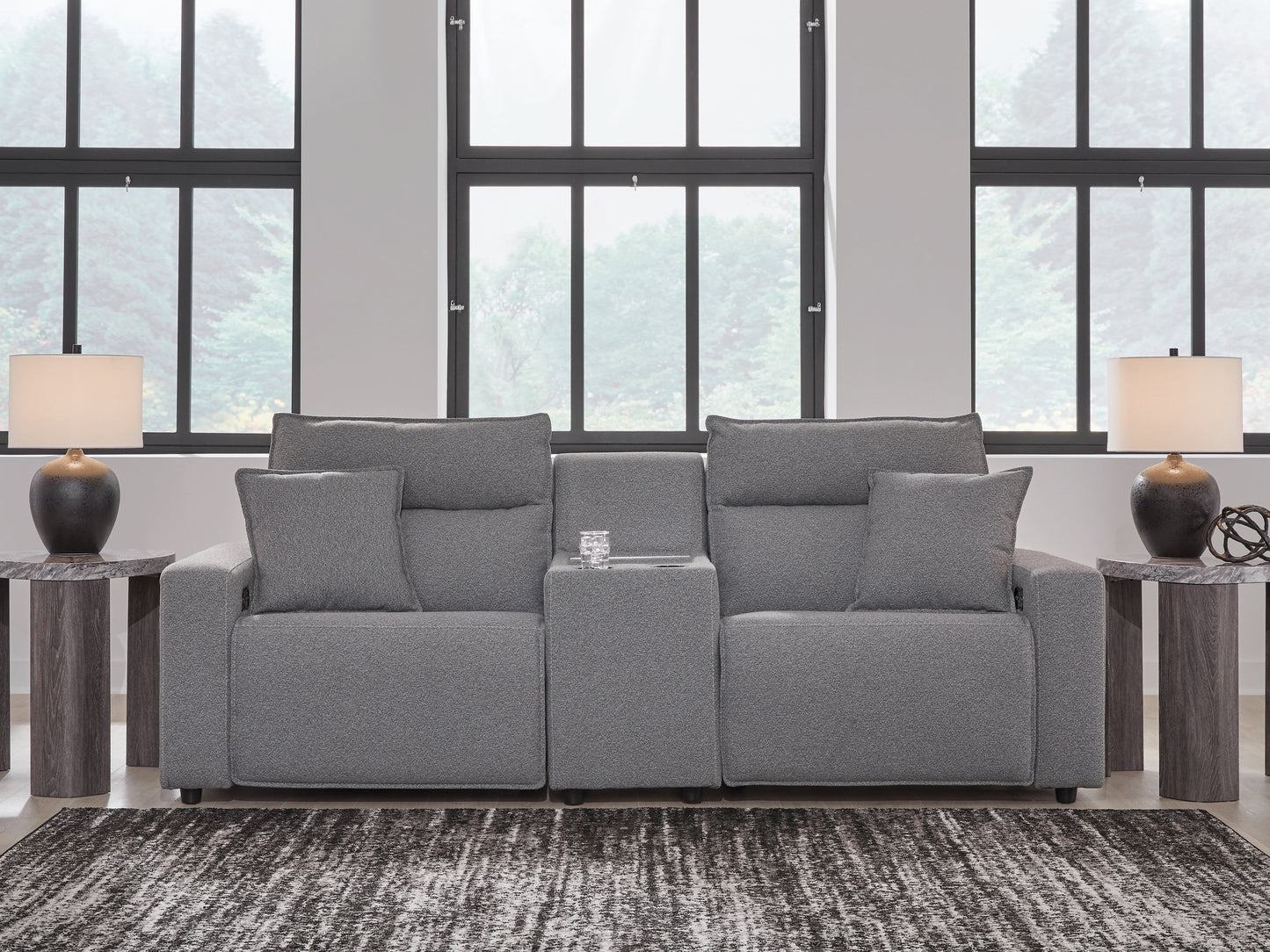 Haines Furniture Outlet - Ashley Furniture - ModMax II Sectional - 3-Piece Power Reclining Sectional with Console / Salt and Pepper - 65906S3
