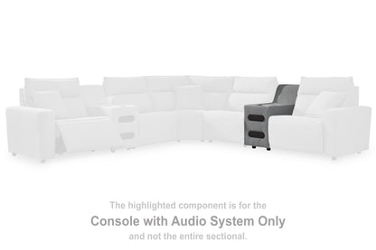 Haines Furniture Outlet - Ashley Furniture - ModMax II Sectional - Console with Audio System / Salt and Pepper - 6590660