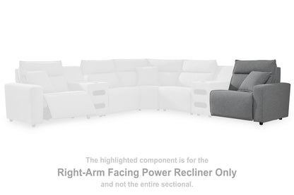 Haines Furniture Outlet - Ashley Furniture - ModMax II Sectional - RAF Zero Wall Power Recliner / Salt and Pepper - 6590662