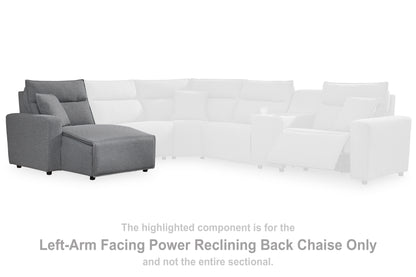Haines Furniture Outlet - Ashley Furniture - ModMax II Sectional - LAF Press Back Power Chaise / Salt and Pepper - 6590679